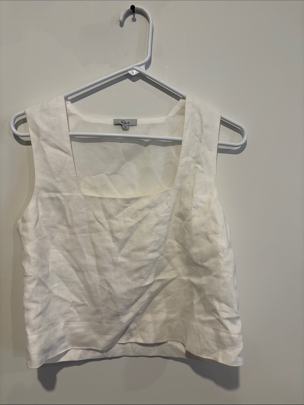 Rails White Square-Neck Linen Tank Top